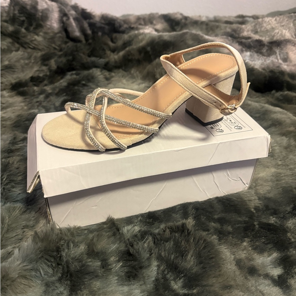 Elegant Beige Strappy Block Heel Sandals - Women